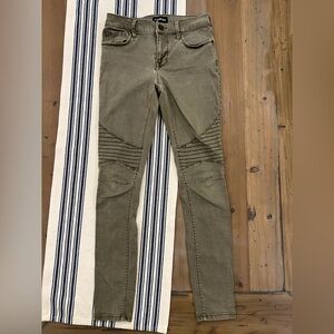 Olive Green Moto Skinny Jeans